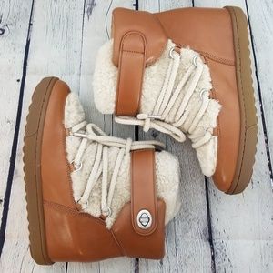 COACH | Monroe shearling & leather wedge boots